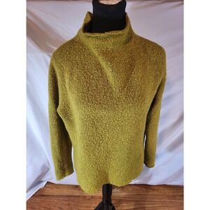 Beyond Threads Green Size M Mock Neck Baby Alpaca Blend Light Weight Sweater
